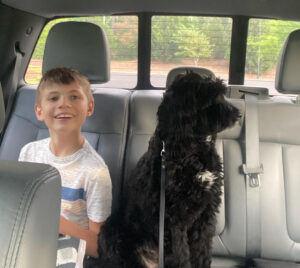 Asher and Maxi in the car